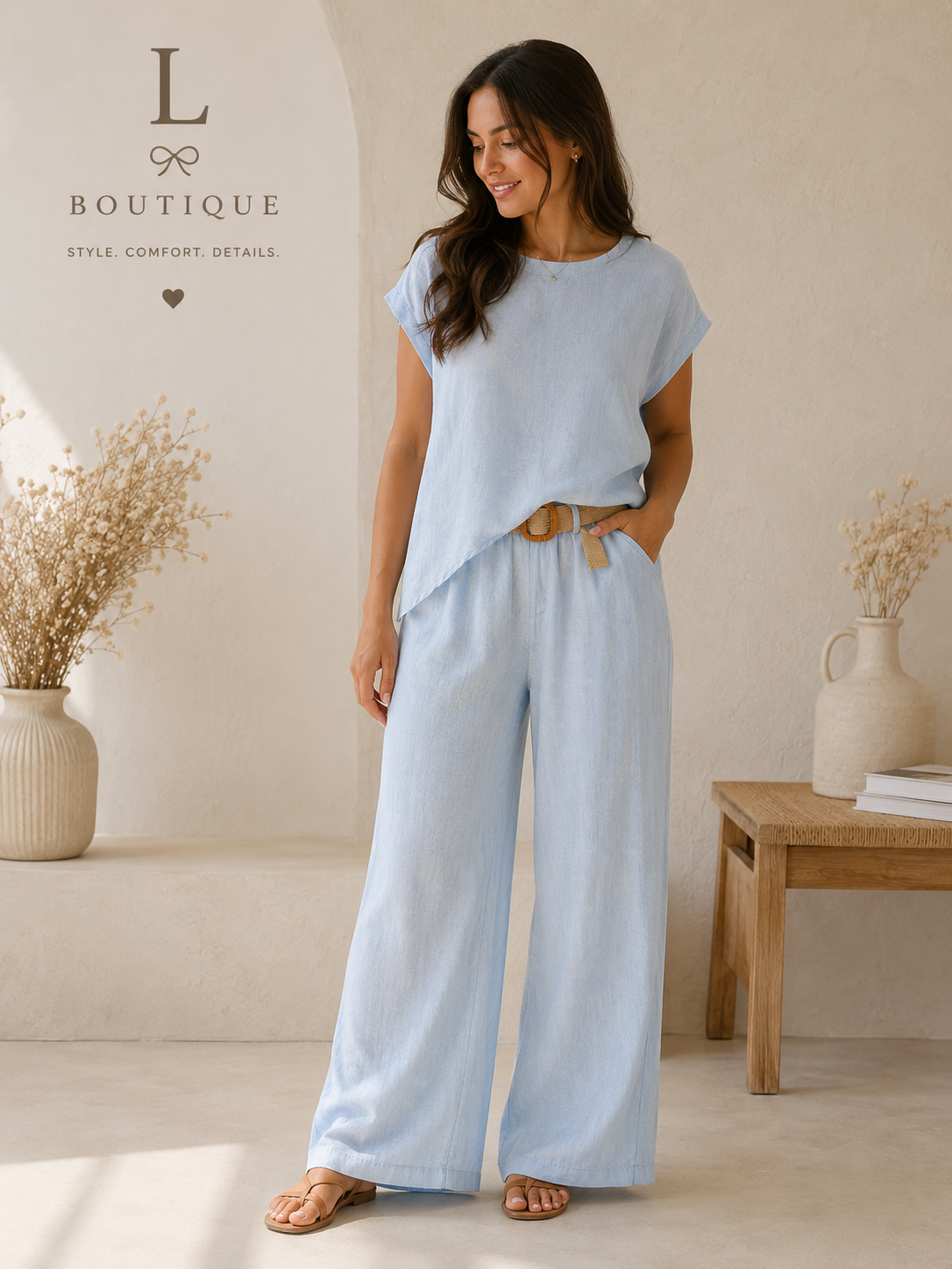 Lichtblauwe 2-delige set incl. riem | One Size
