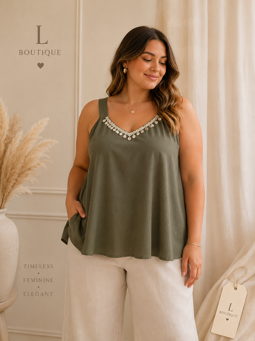 Top met kant en bedeltjes – One Size