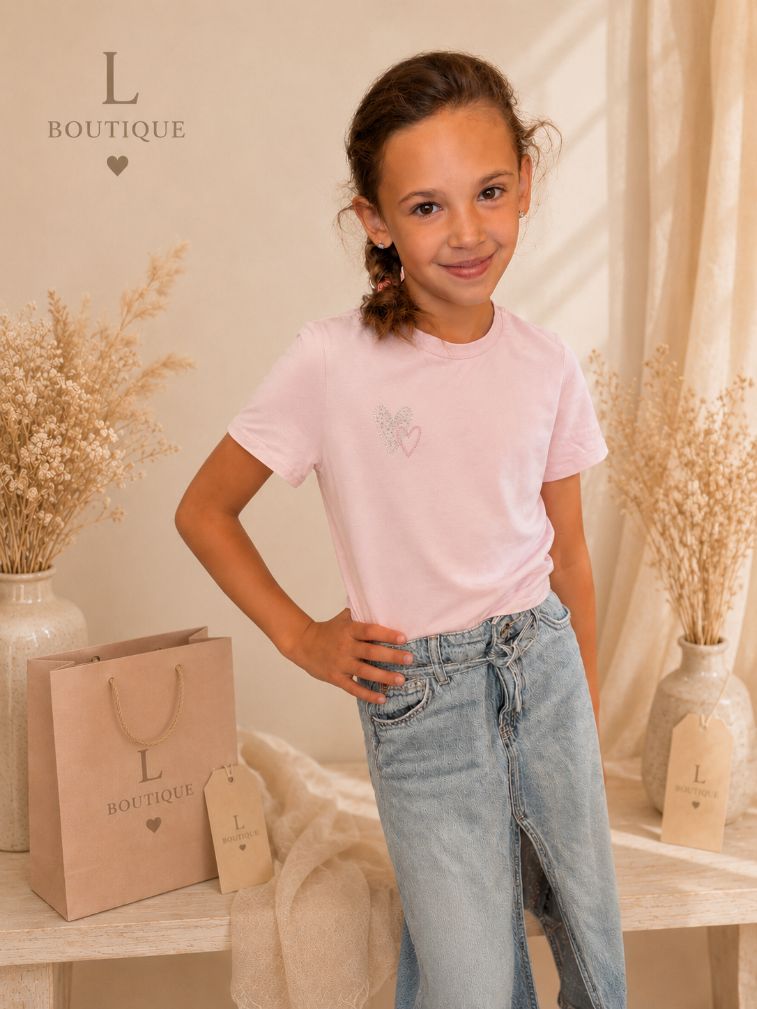 Mini Me T-shirt — Roze hartjes