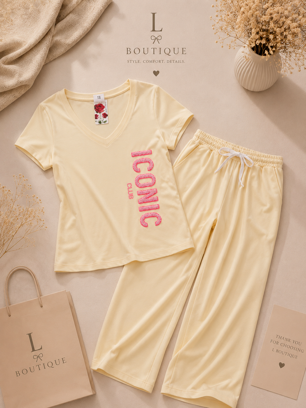 2-delige set 'ICONIC CLUB' | Lichtgeel | One Size
