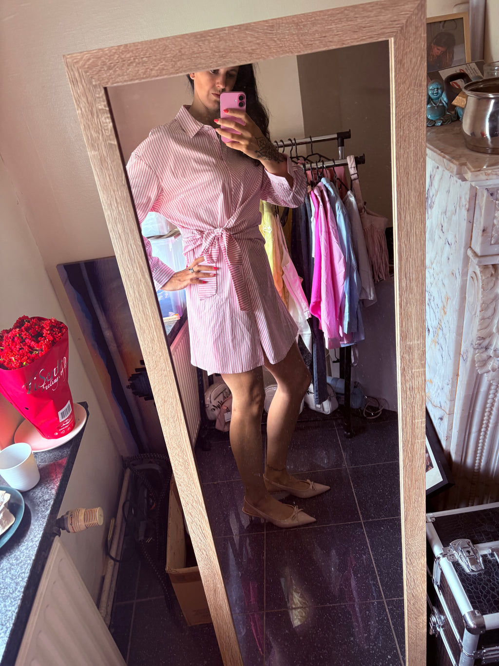 Roze Gestreept Blousekleedje