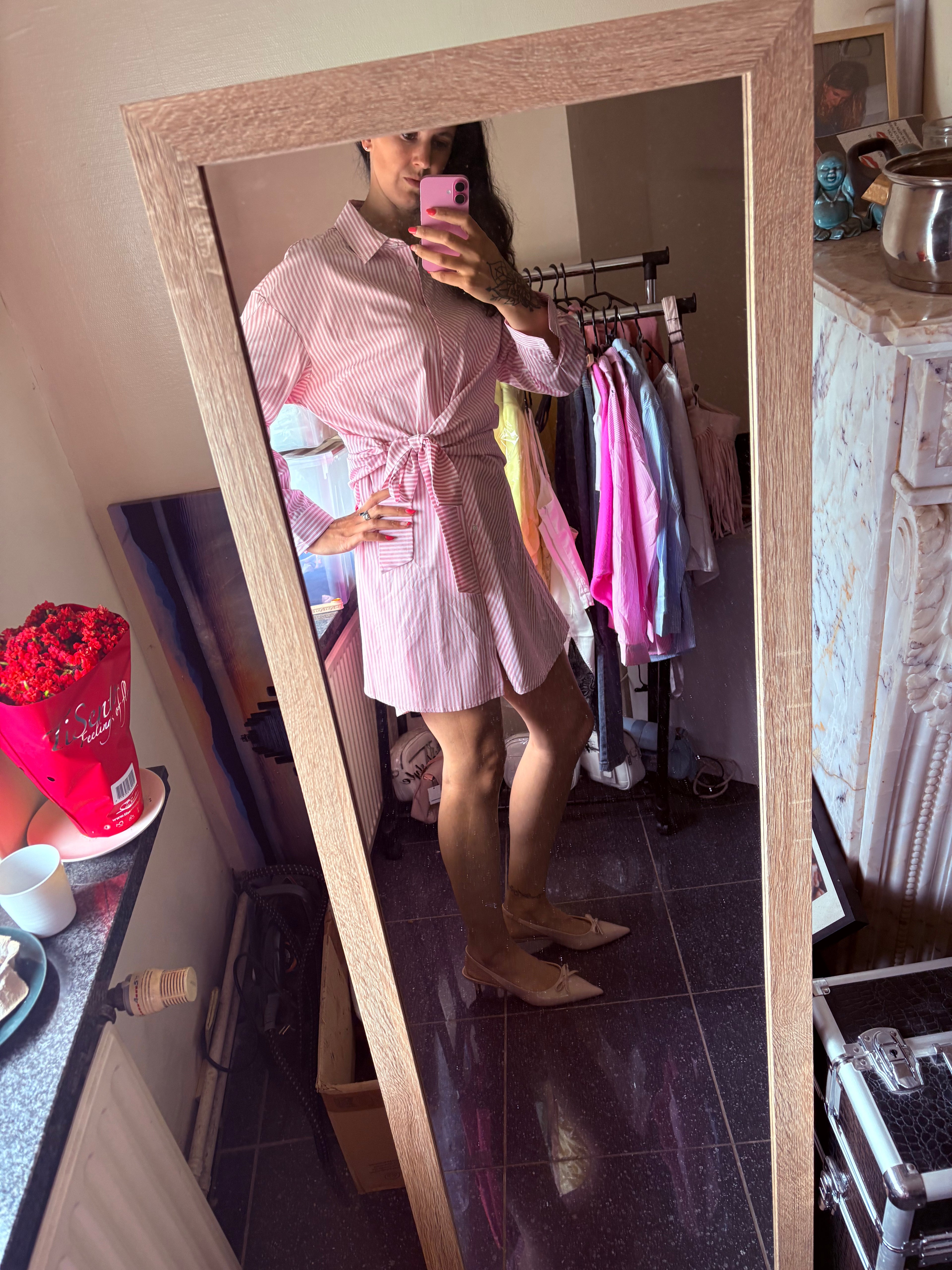 Roze Gestreept Blousekleedje