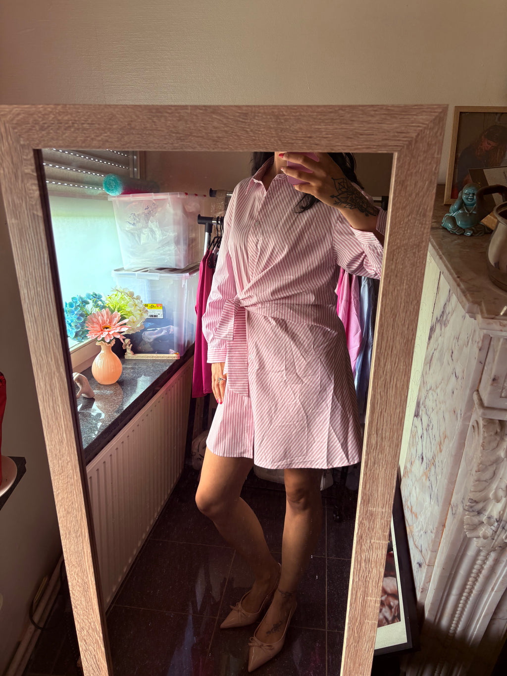 Roze Gestreept Blousekleedje