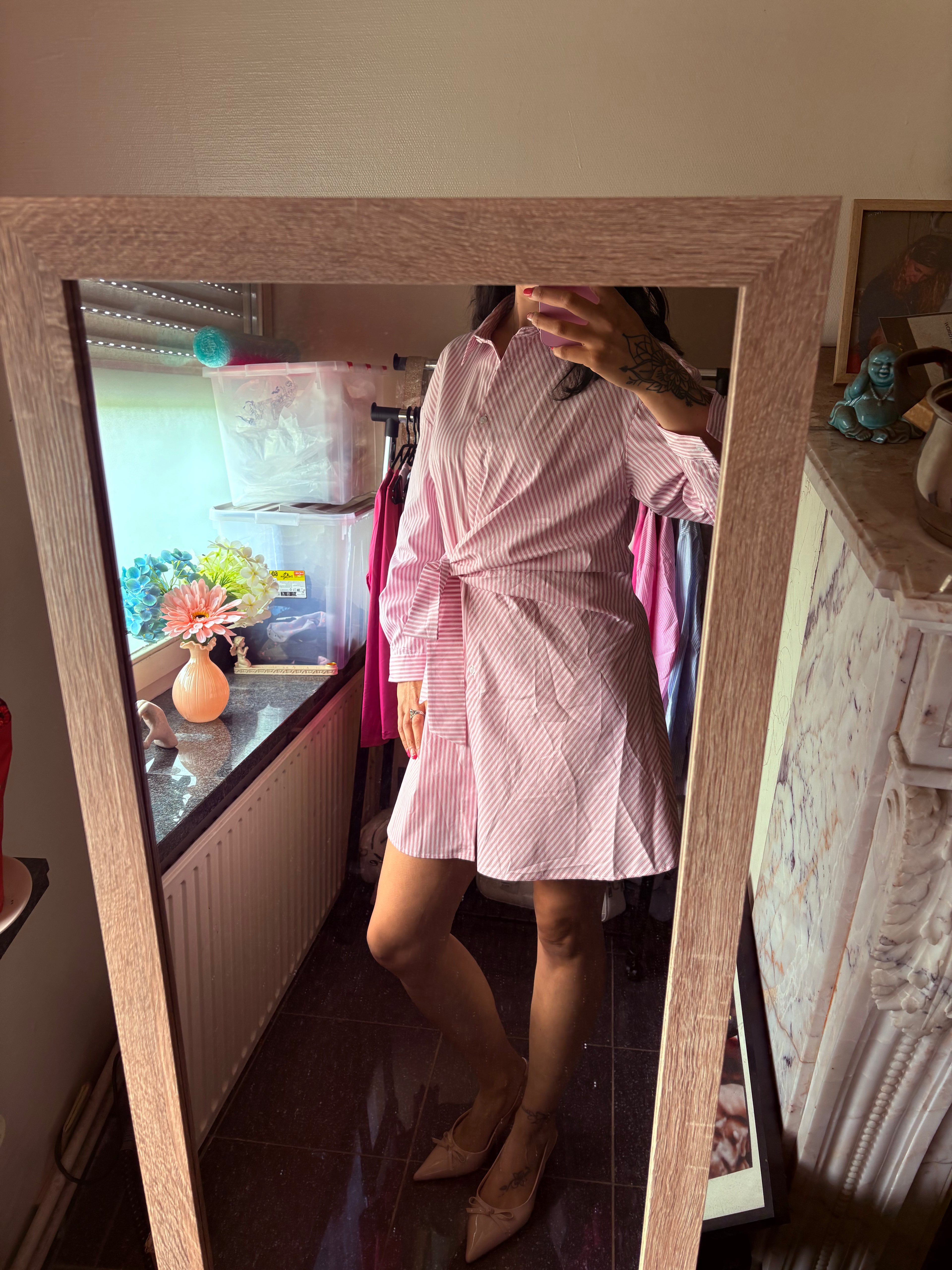 Roze Gestreept Blousekleedje