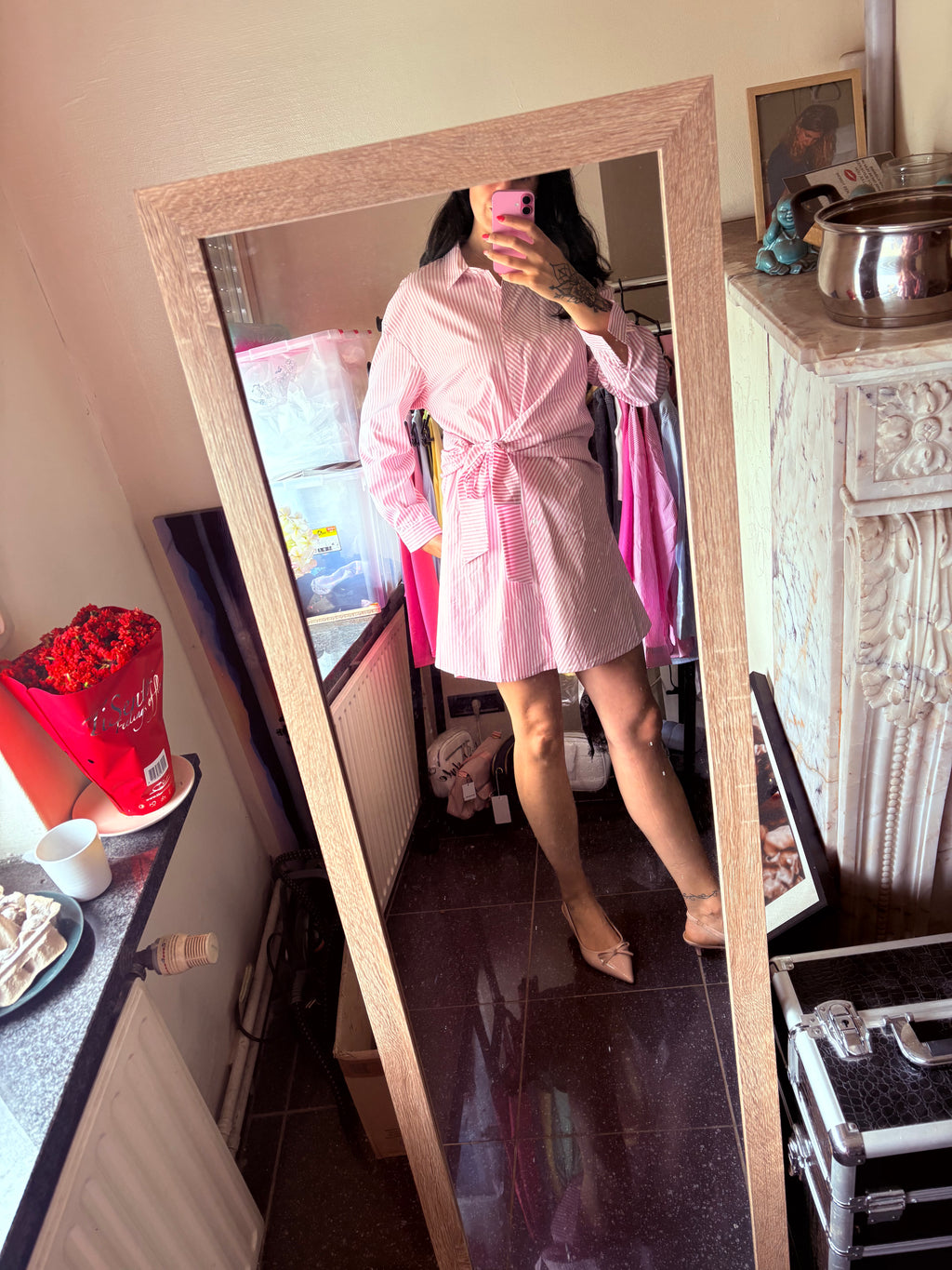 Roze Gestreept Blousekleedje