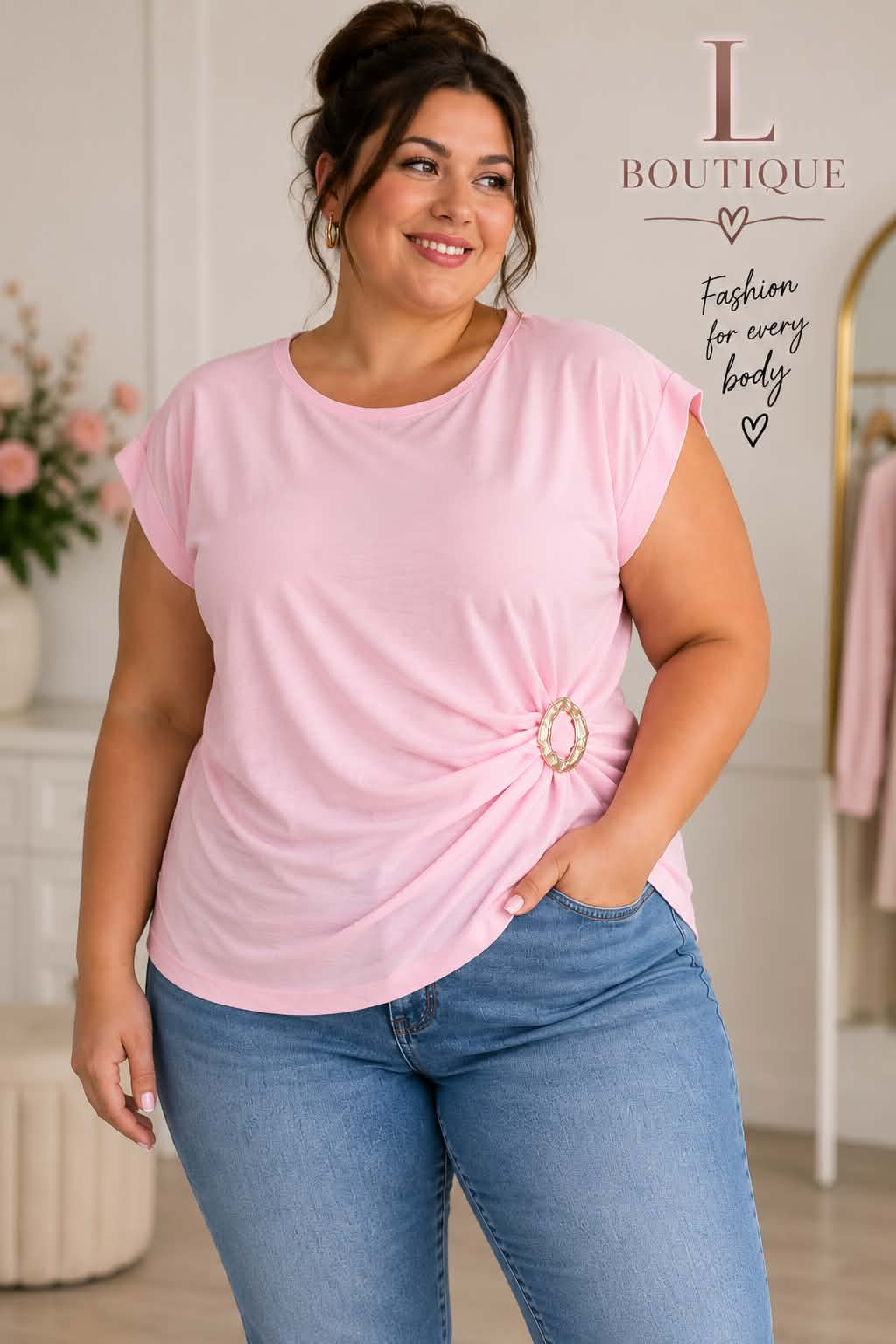 Roze Top met Gouden Detail