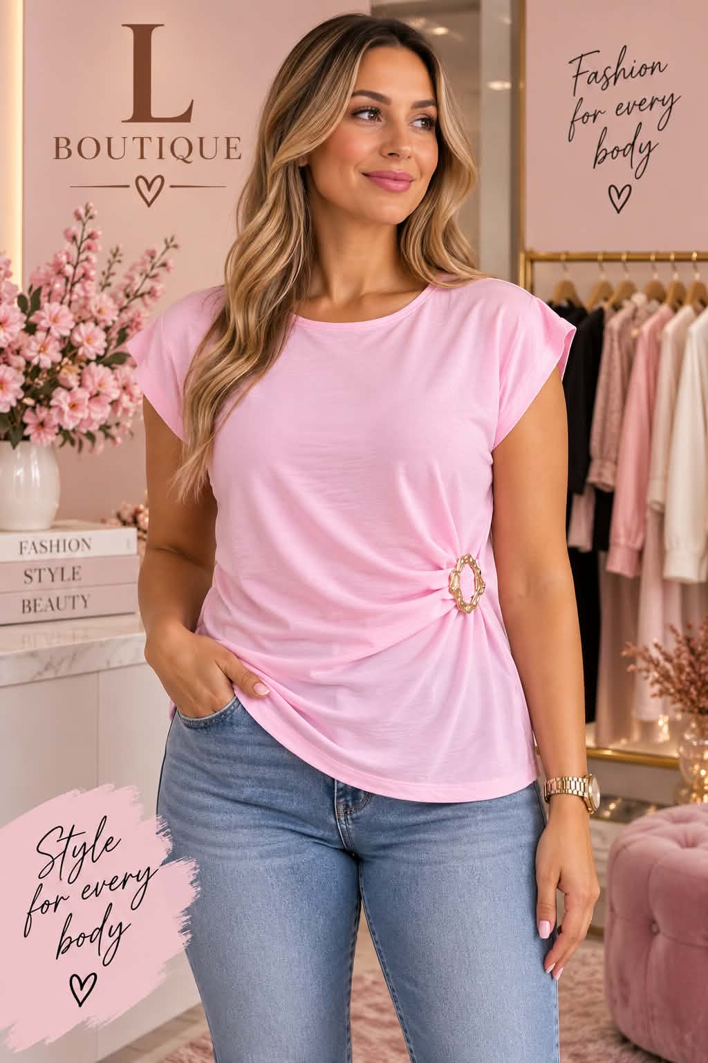 Roze Top met Gouden Detail