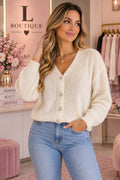 Gebreide Cardigan met Gouden Knopen