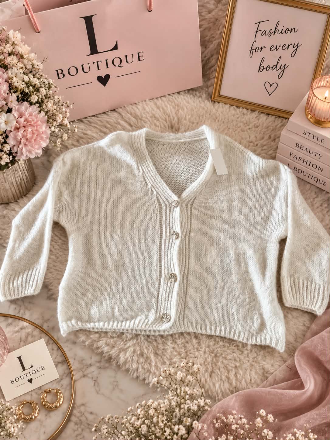 Gebreide Cardigan met Gouden Knopen